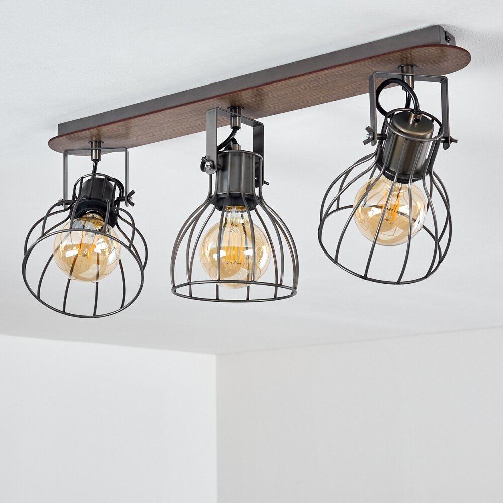 Bitterroot Ceiling Light grey, Dark wood, 3-light sources