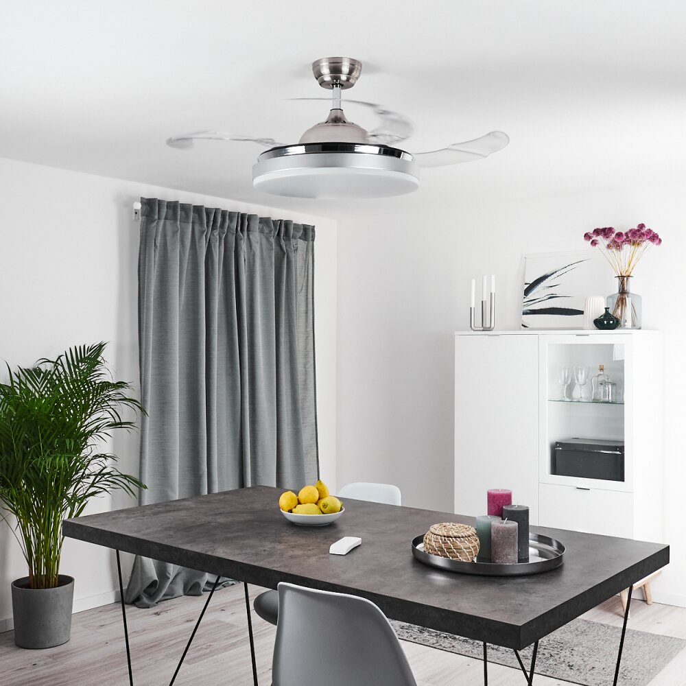 BENDIGO ceiling fan LED chrome, 1-light source