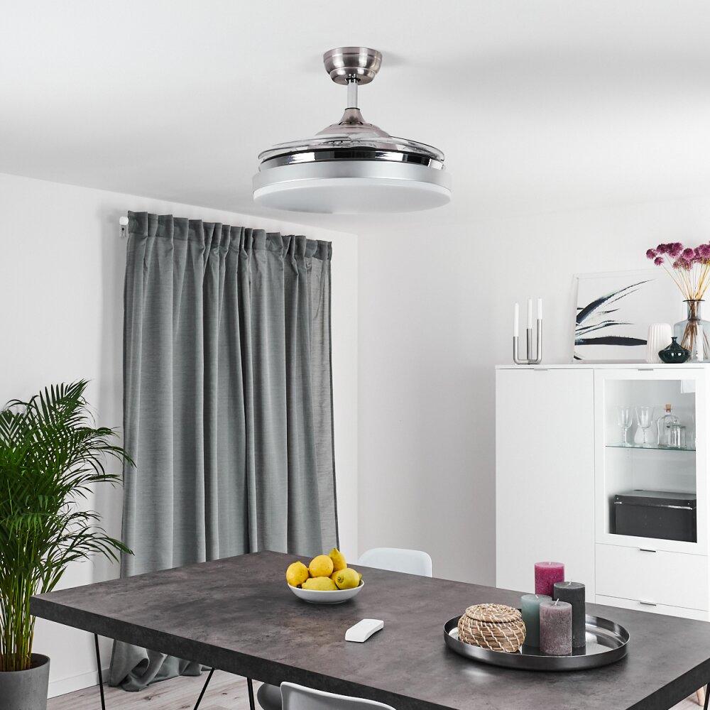 BENDIGO ceiling fan LED chrome, 1-light source
