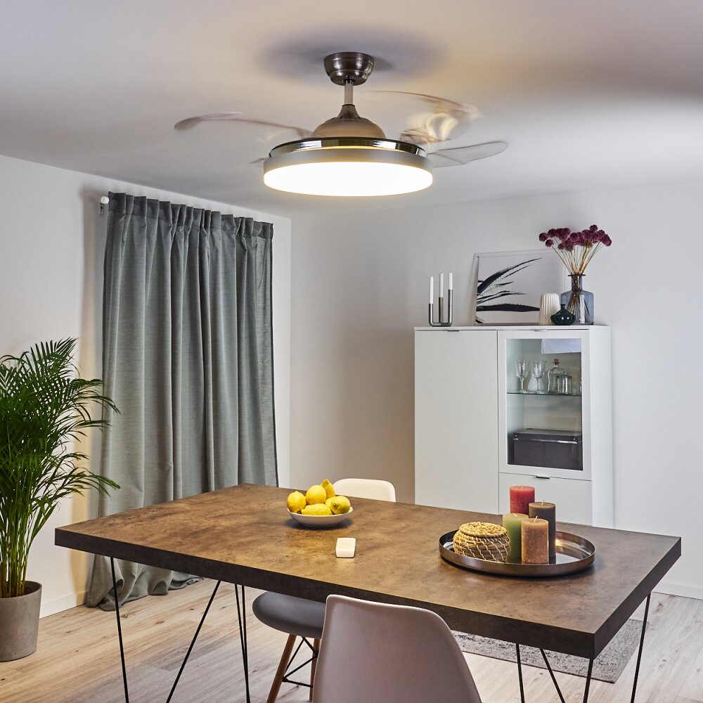 BENDIGO ceiling fan LED chrome, 1-light source