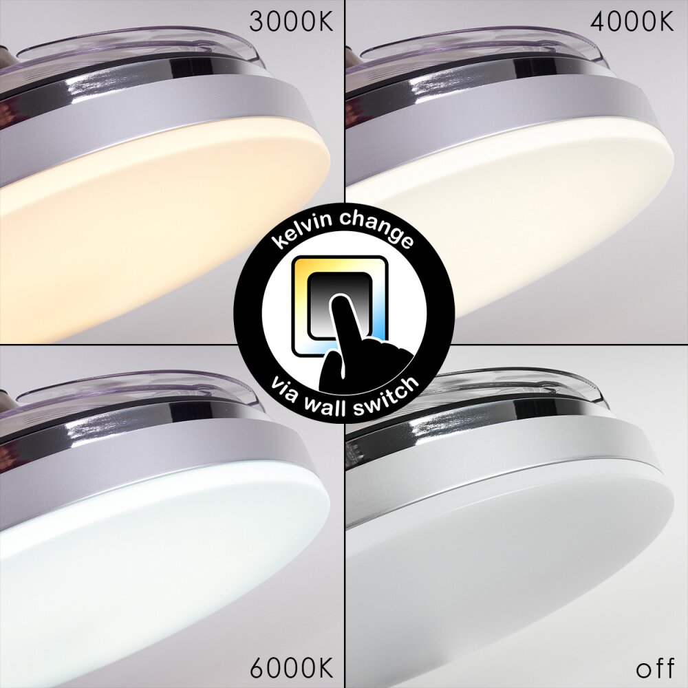 BENDIGO ceiling fan LED chrome, 1-light source