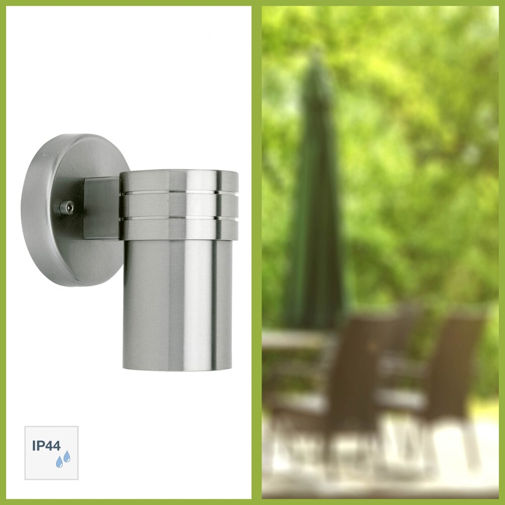 Brilliant Hanni outdoor wall spotlight stainless steel, 1-light source