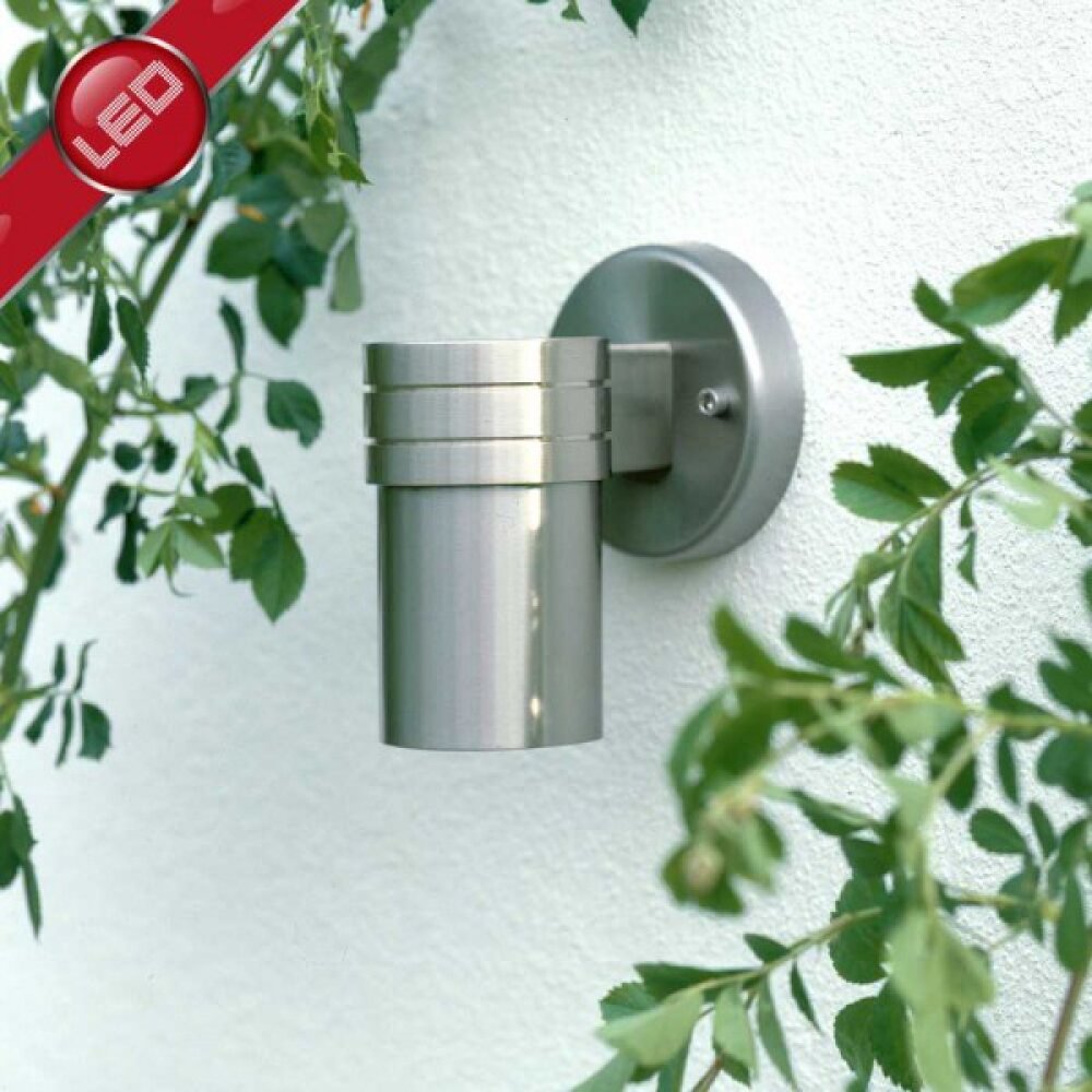 Brilliant Hanni outdoor wall spotlight stainless steel, 1-light source