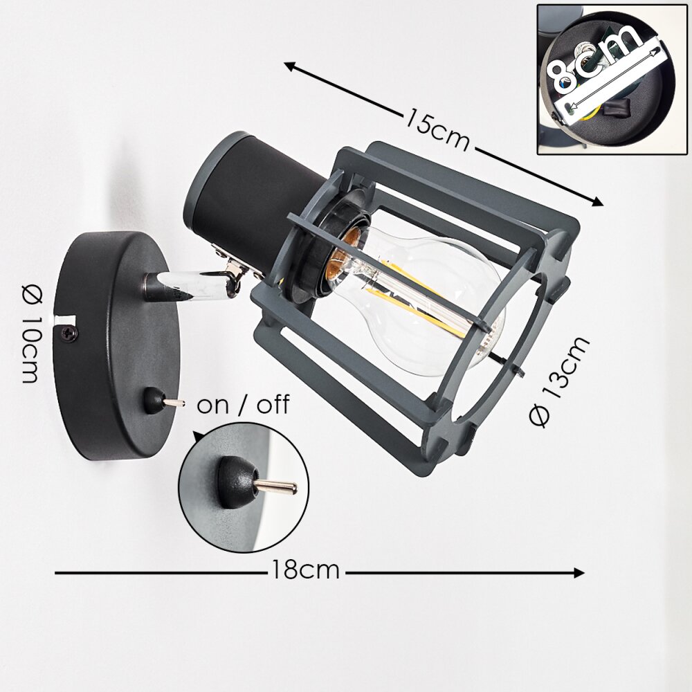 RIETI Wall Light black, 1-light source