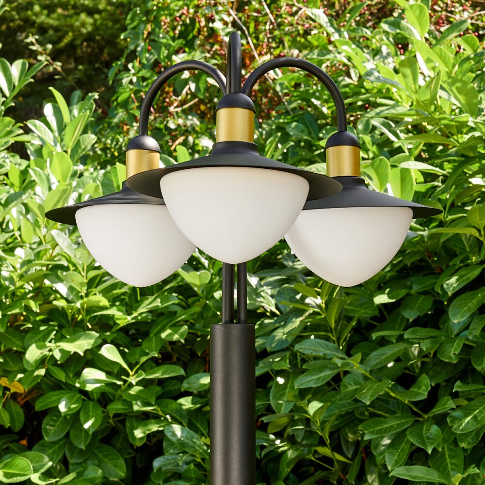 THEUX outdoor floor lamp gold, black, 3-light sources