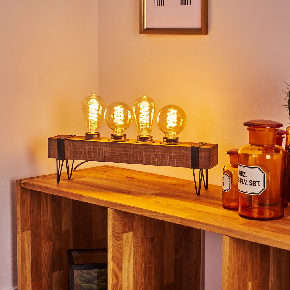 MONTGOMERY Table lamp Light wood, black, 4-light sources