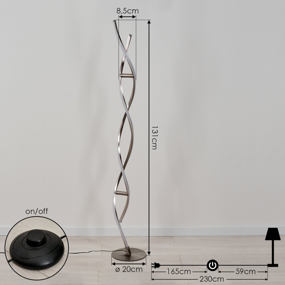 Wellington floor lamp LED stainless steel, 2-light sources