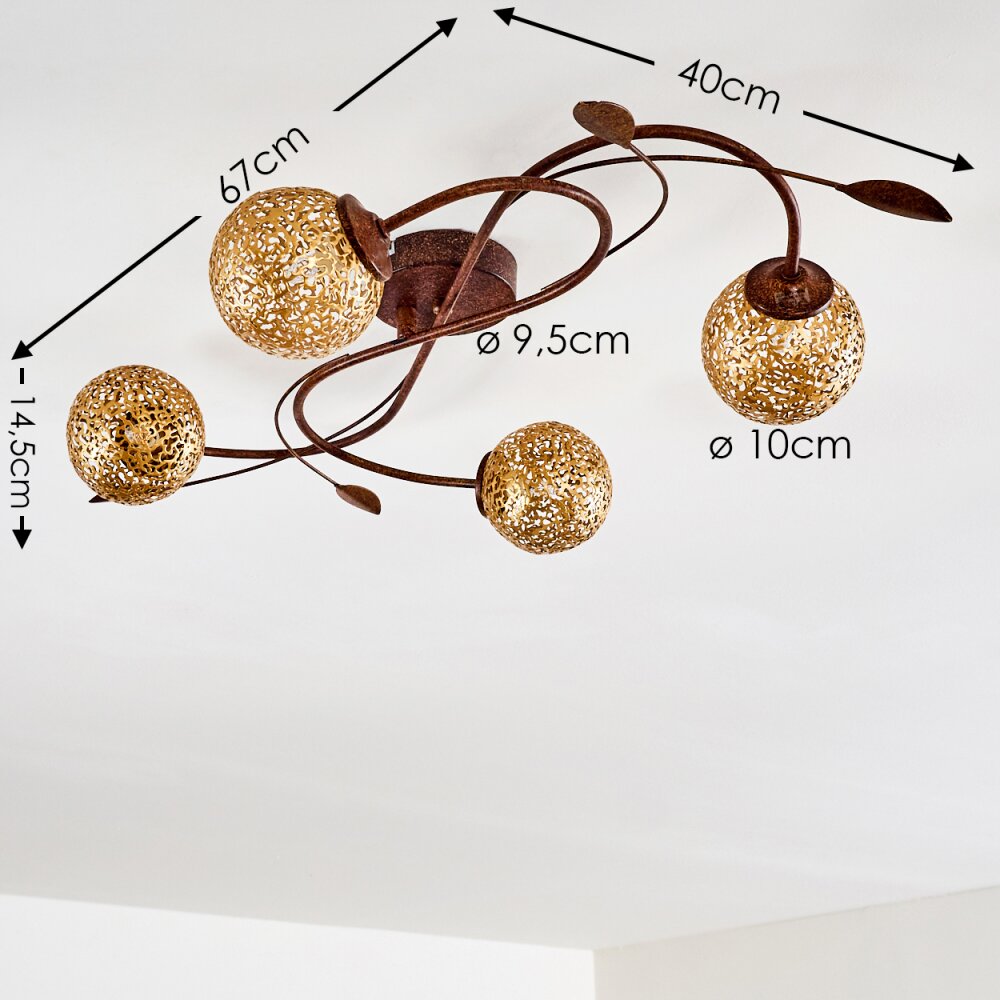 VIRGA Ceiling light rust-coloured, 4-light sources