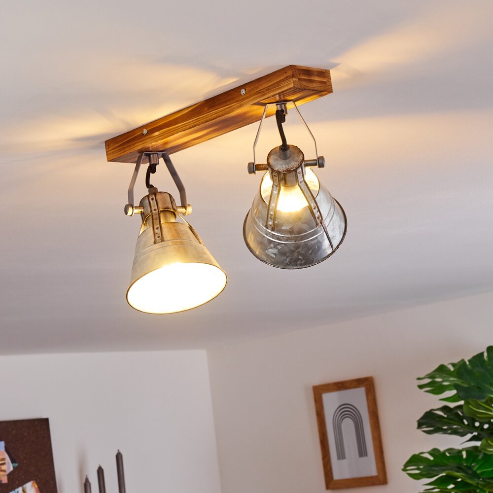 BERKELEY Ceiling Light dark brown, galvanized, 2-light sources