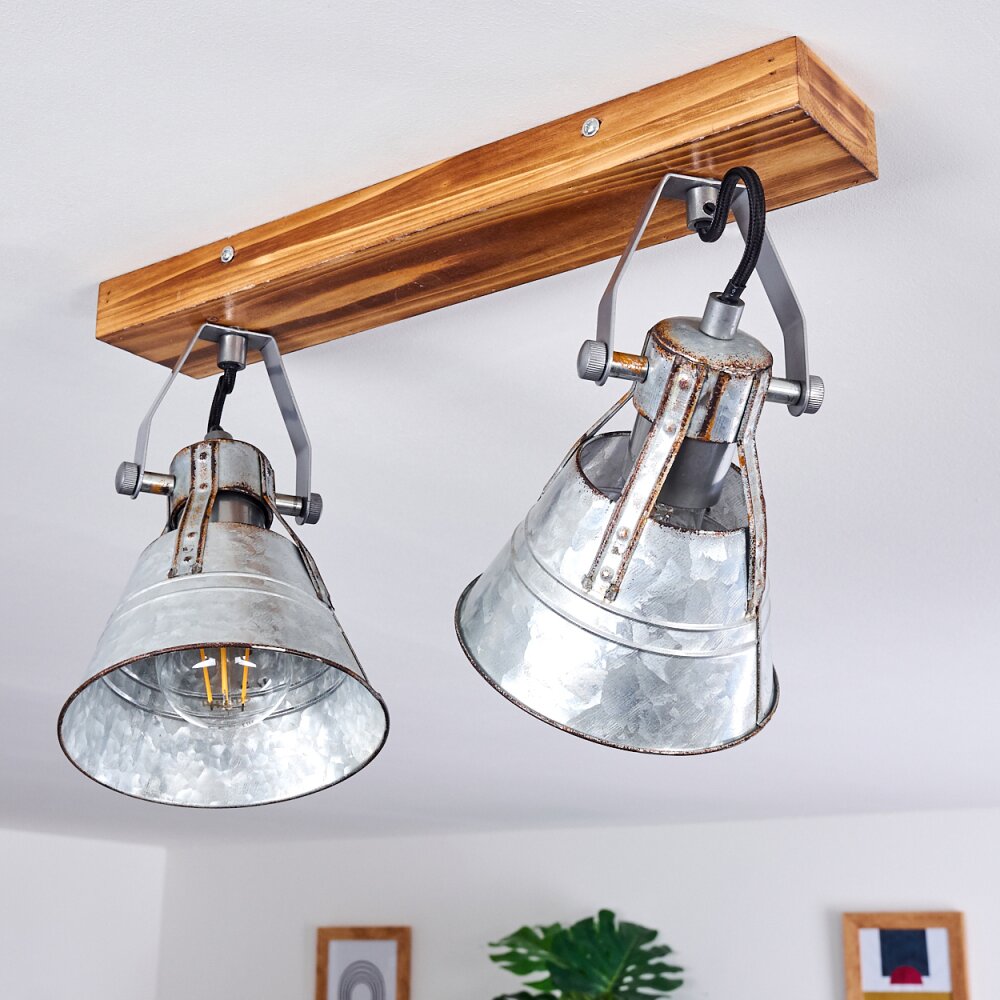 BERKELEY Ceiling Light dark brown, galvanized, 2-light sources