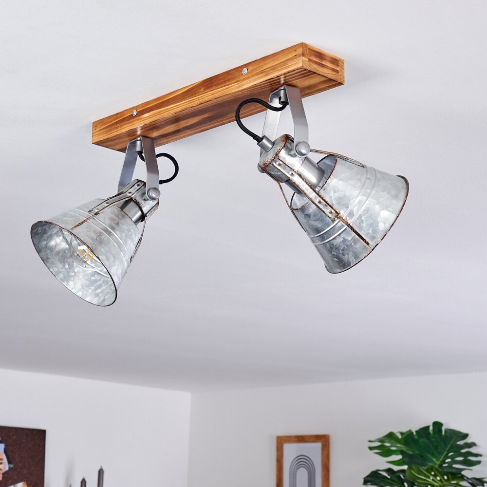 BERKELEY Ceiling Light dark brown, galvanized, 2-light sources