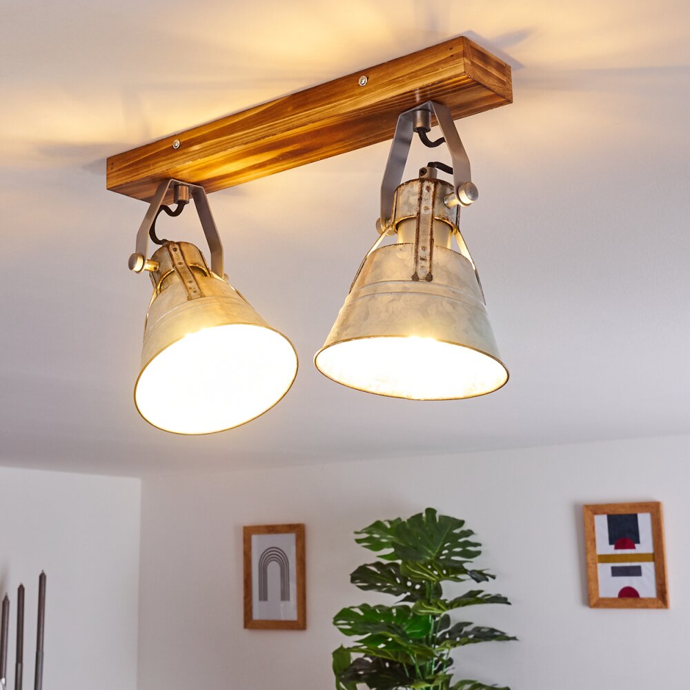 BERKELEY Ceiling Light dark brown, galvanized, 2-light sources