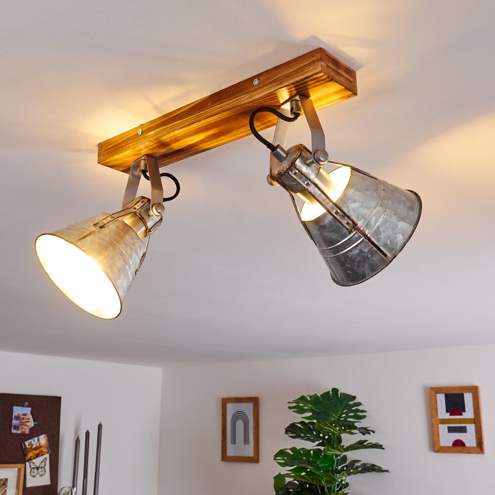 BERKELEY Ceiling Light dark brown, galvanized, 2-light sources