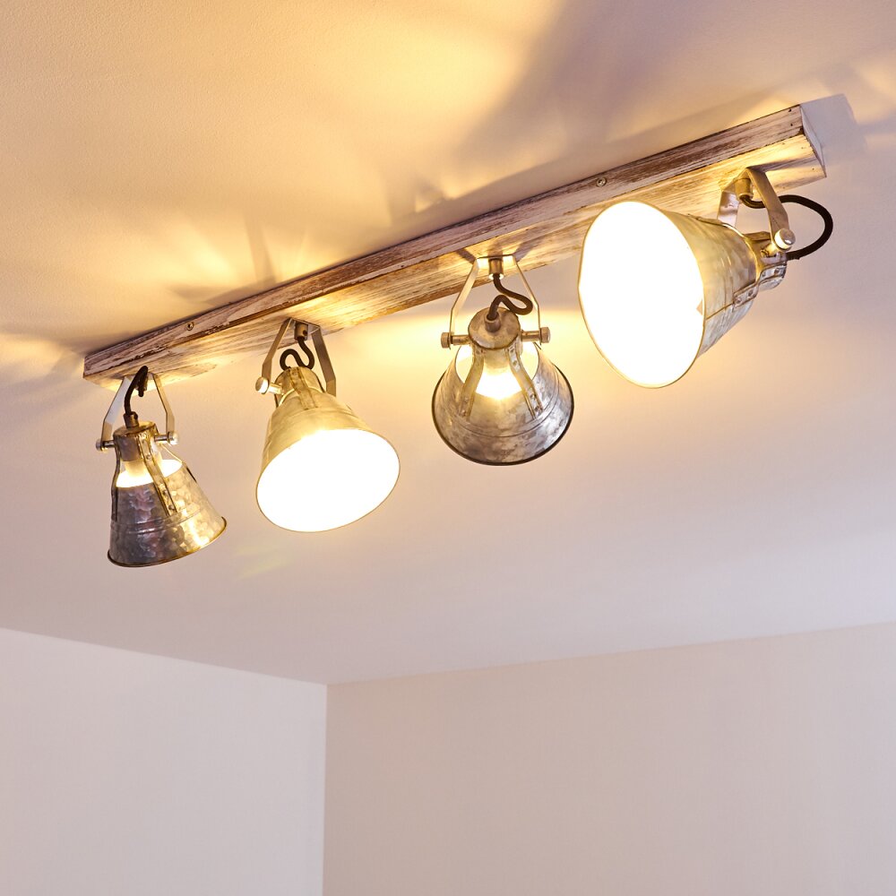 Berkeley Ceiling Light Light wood, galvanized, 4-light sources
