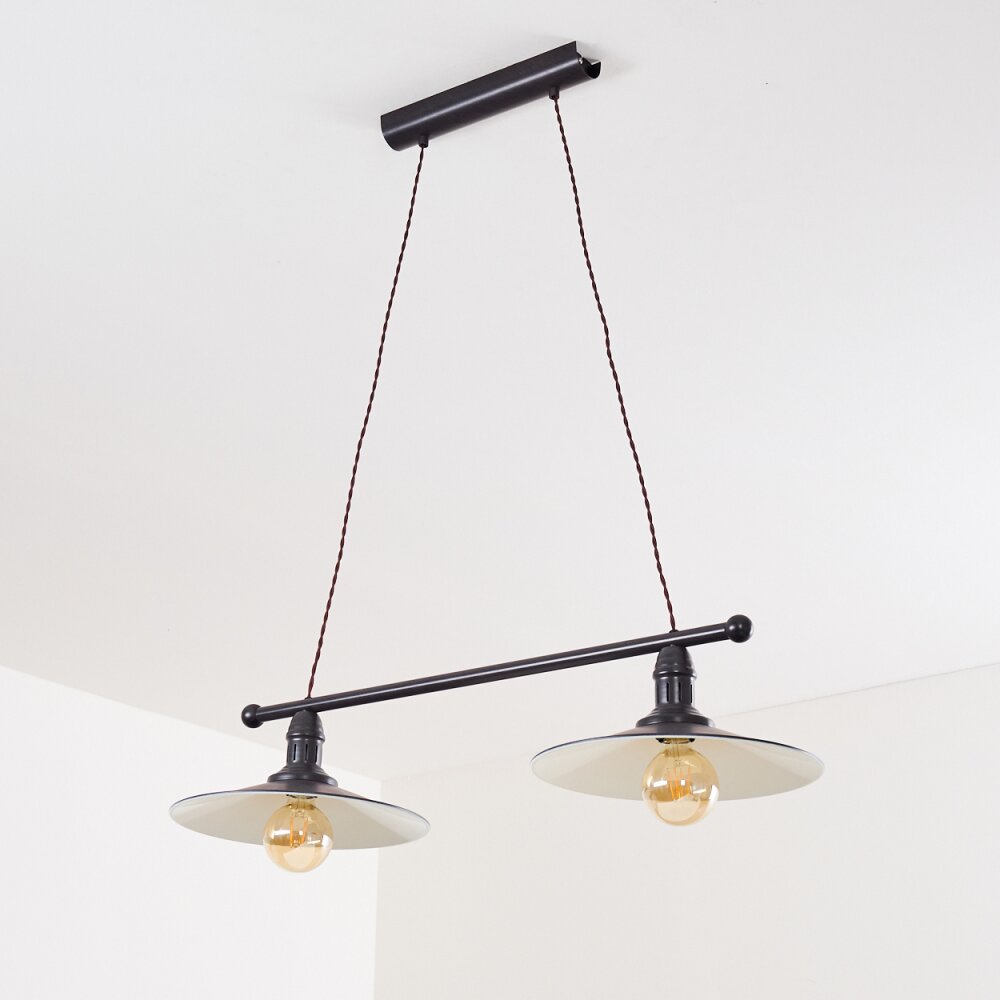 NIBYN Pendant Light beige, dark brown, 2-light sources