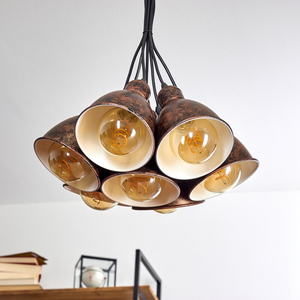 TIMOLA Pendant Light copper, rust-coloured, 7-light sources