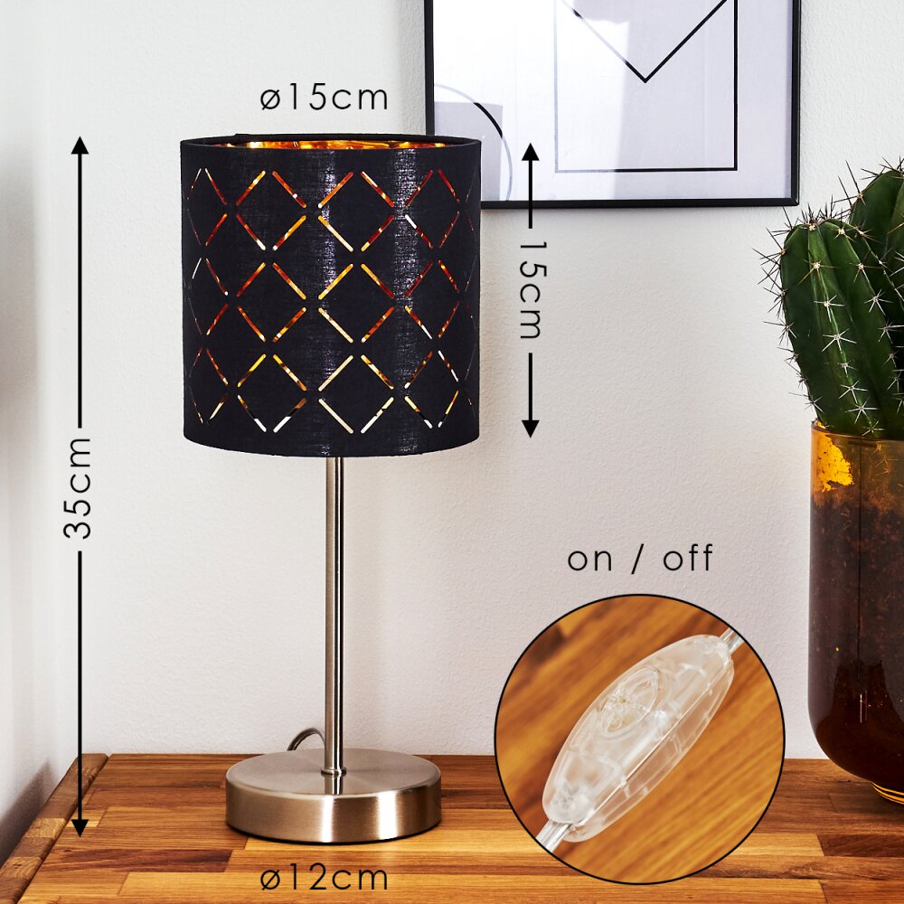MELDAL Table lamp matt nickel, black, 1-light source