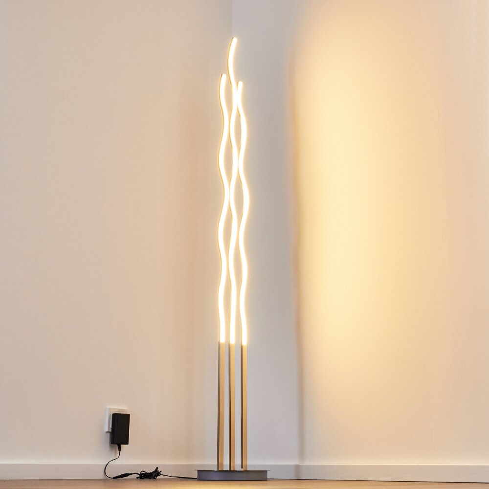 Mapleton floor lamp LED matt nickel, 3-light sources, Remote control