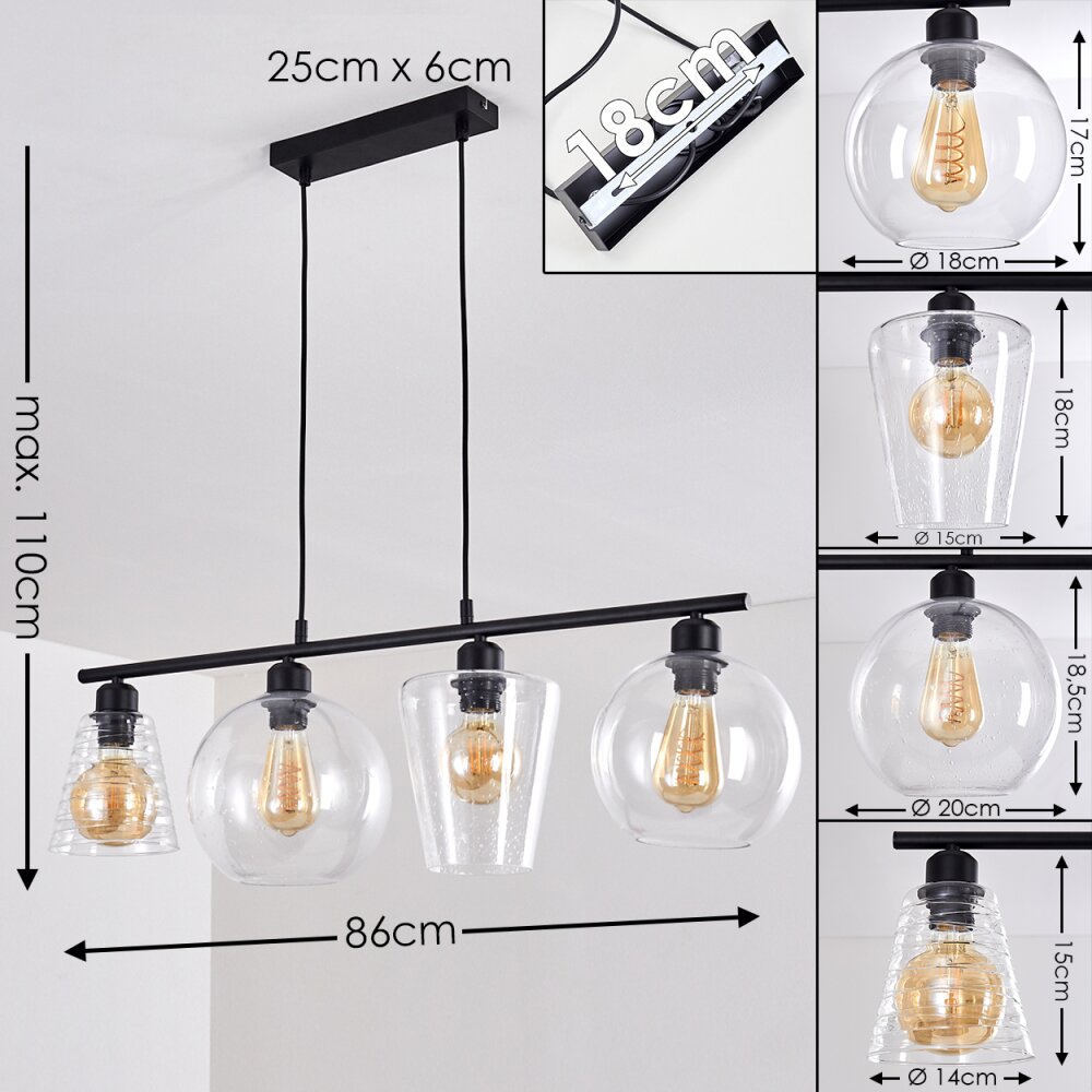 BAUDETTE Pendant Light black, 4-light sources