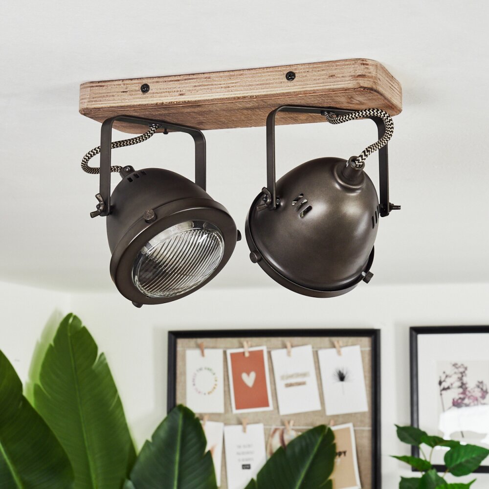Ceiling Light Glostrup brown, stainless steel, 2-light sources