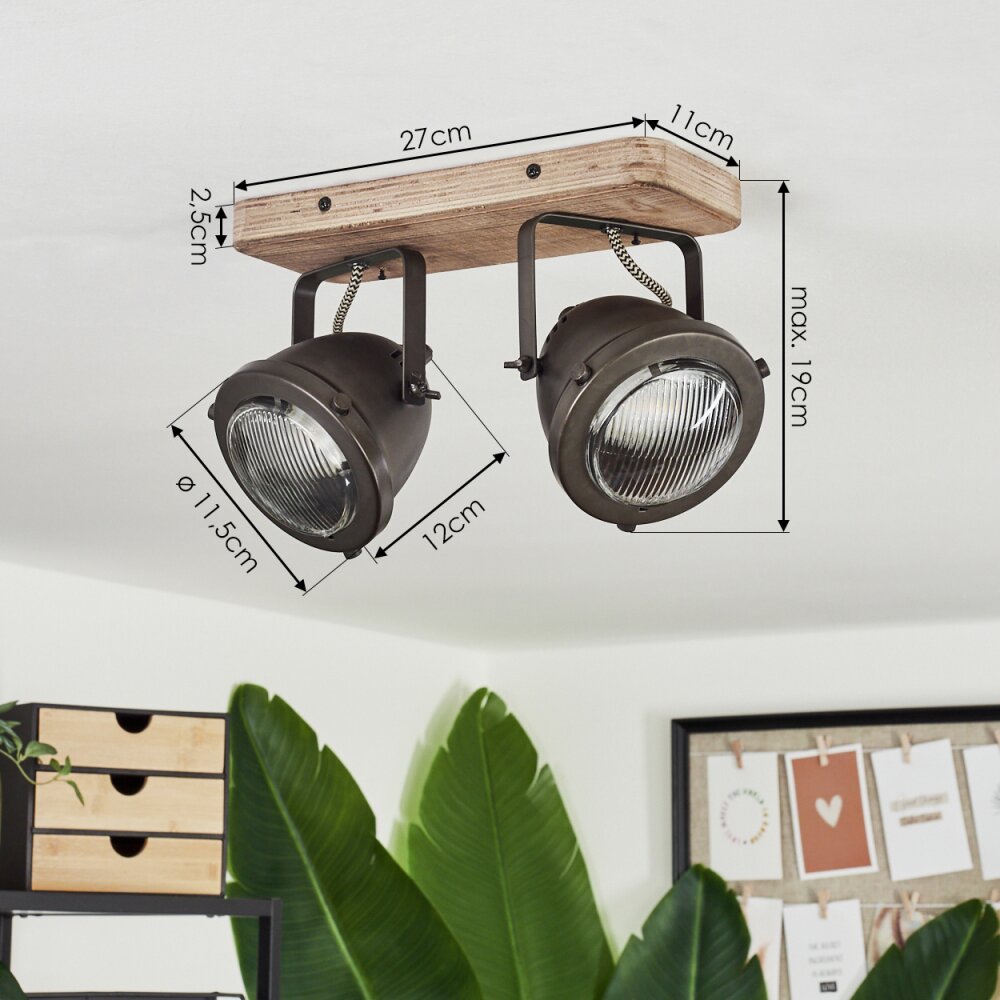 Ceiling Light Glostrup brown, stainless steel, 2-light sources